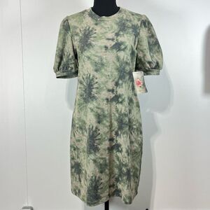 New Lily Rose Tie-Dye Mini to Knee Length Shirt Dress Sz L Women’s Green w Pink